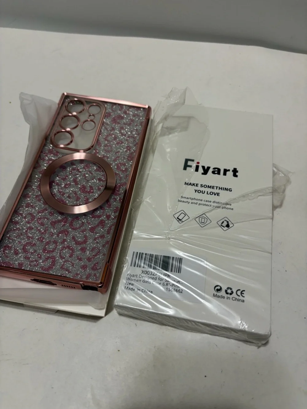 Samsung Clear Case with Rose Pink Magnetic Ring Galaxy S22 Ultra Phone Case